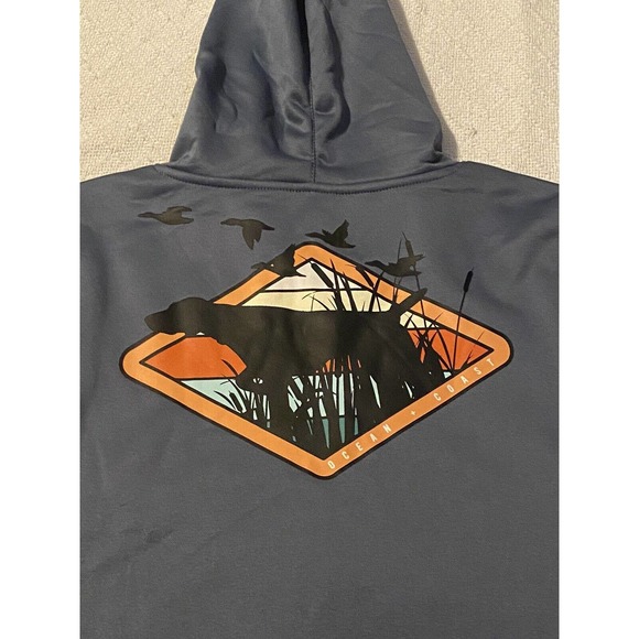 Ocean + Coast Mens Size L Bison Blue Hunting Scene Pullover Hoodie NWT - Picture 12 of 15